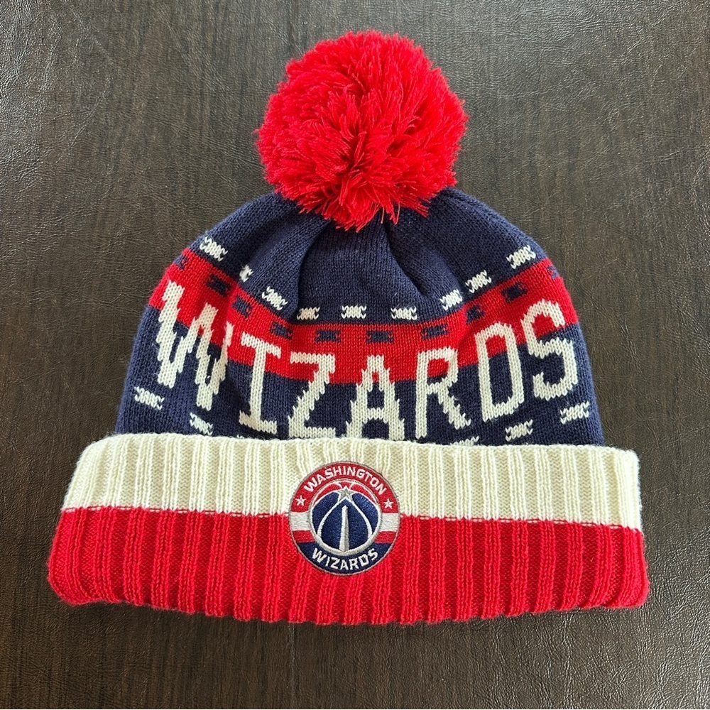 Adidas NBA Washington Wizards Pom Beanie Red White and Blue Sz OS - Picture 1 of 6